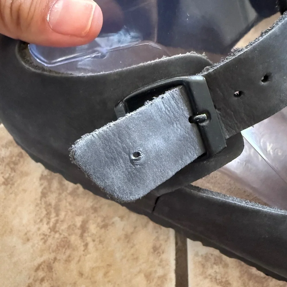 Birkenstock T-Strap Black Oiled Leather Clogs Mary Jane EU 40 L9 M7 Germany - Picture 4 of 14